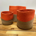 Set of 3 Cotton Rope Storage Baskets - Orange – view 2