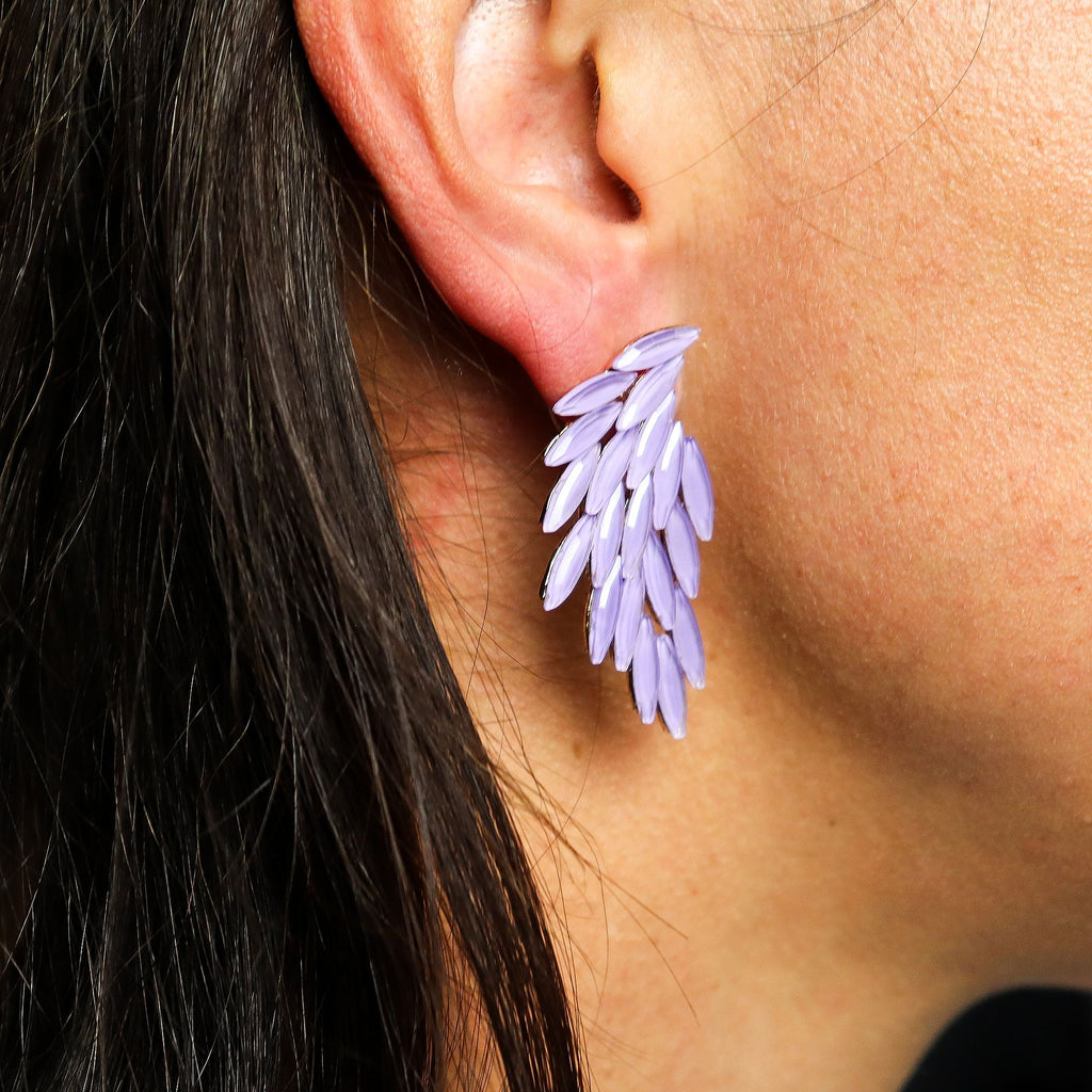 Nymph Lavender Angel Wings Glass Earrings – view 3