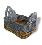 Banana Leaf & Grey Raffia Square Baskets, Set of 3 – view 4