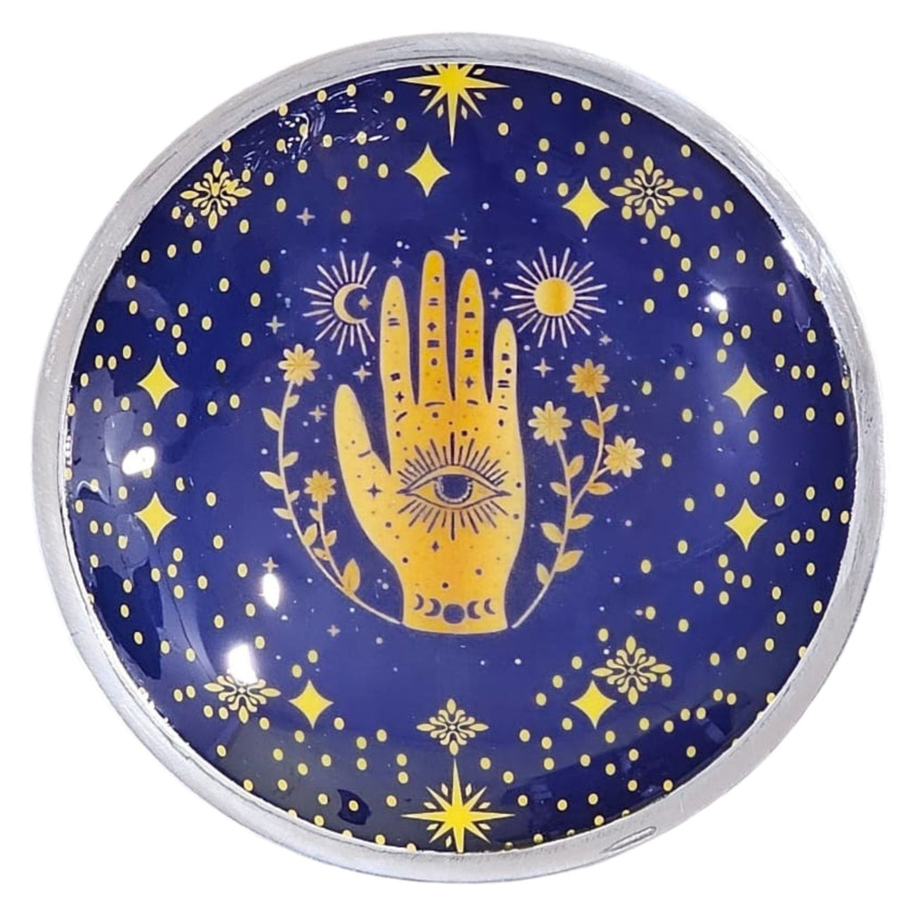 Triple Leg Enamelled Offering Plate - Hamsa Midnight Blue – view 2