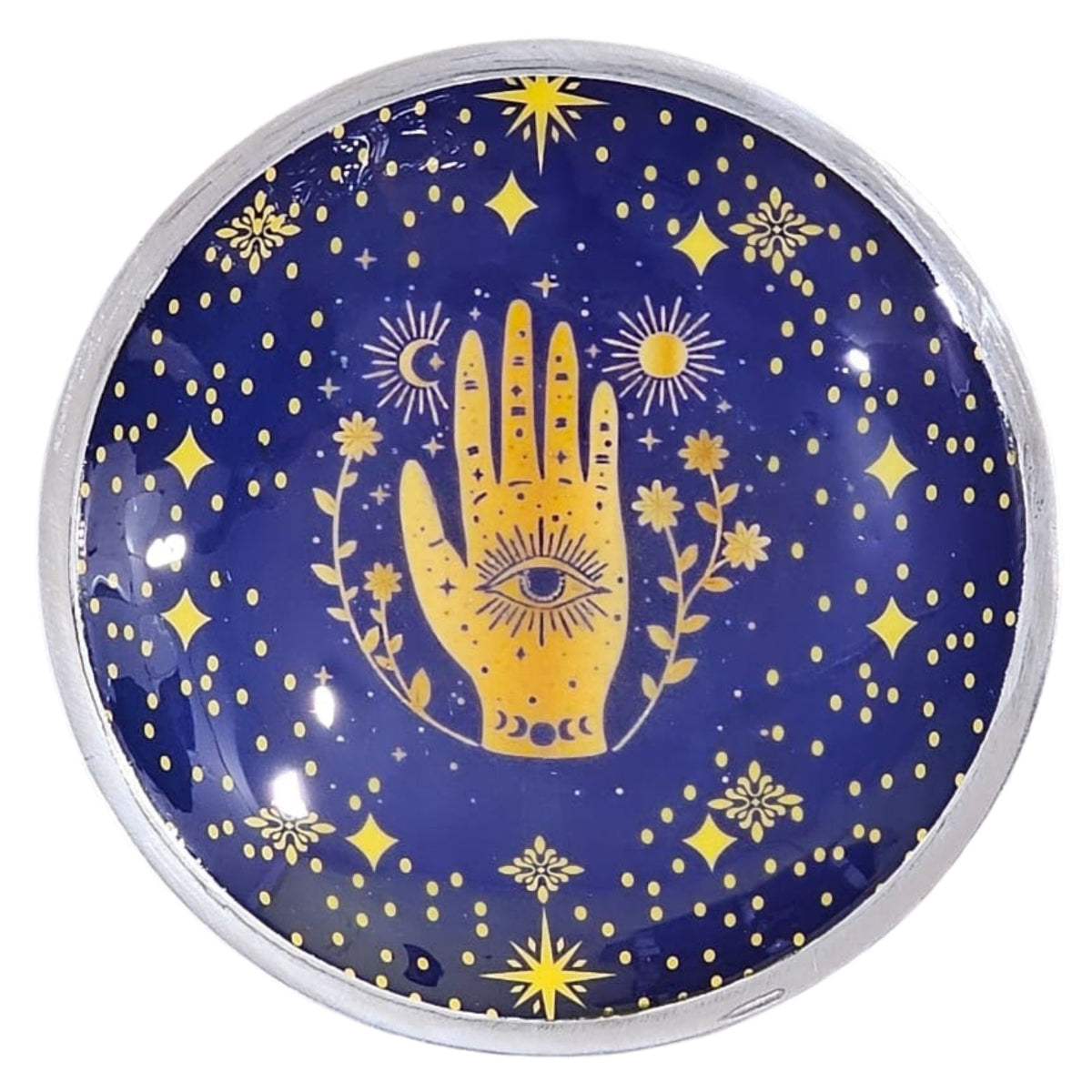 Triple Leg Enamelled Offering Plate - Hamsa Midnight Blue – view 2
