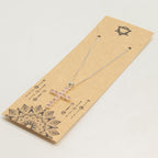 Rose Quartz Crucifix Pendant Necklace on Silver Plated Chain – view 6