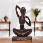 Wooden Yoga Lady Statue - Cow Face Pose, Antique Finish – view 3