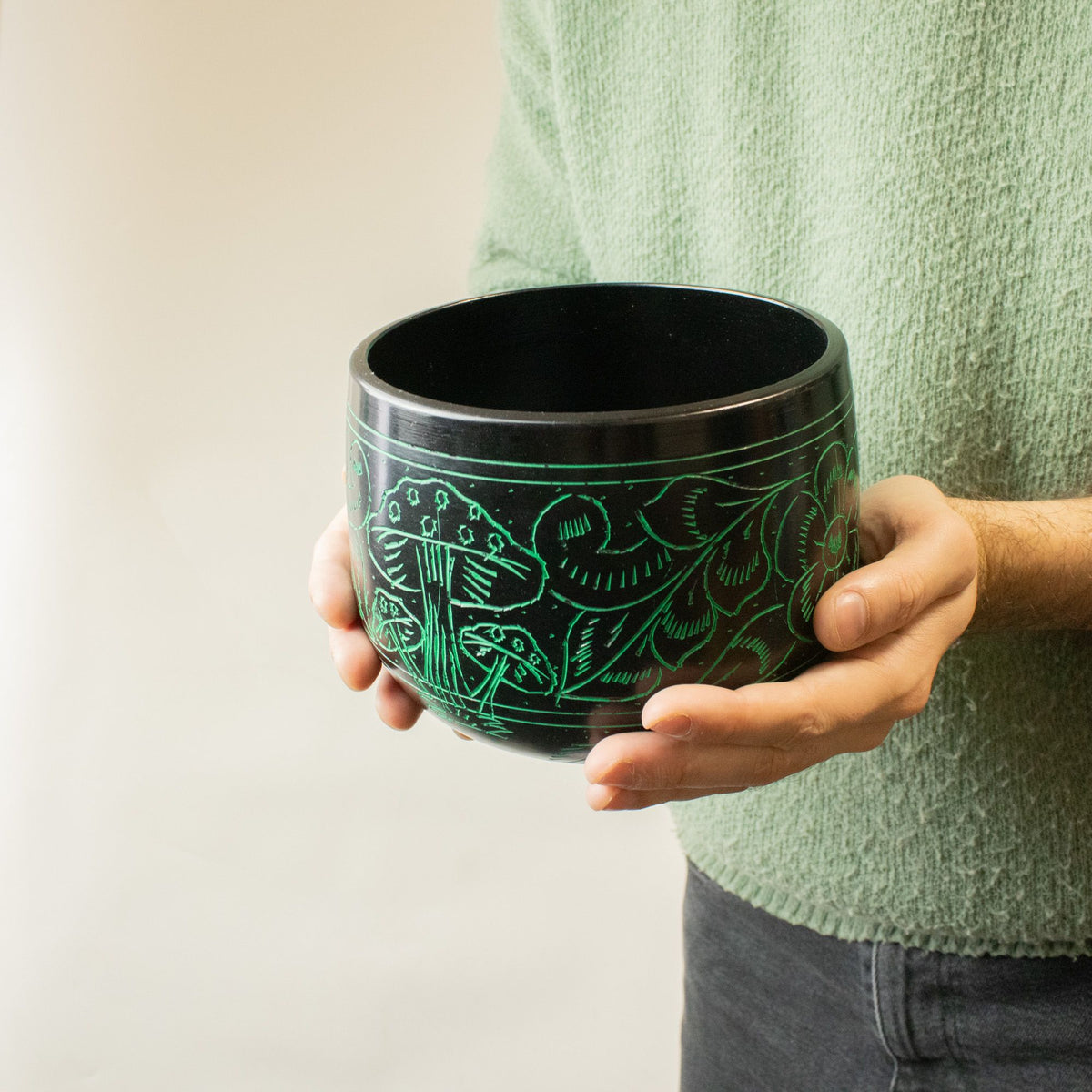 Cauldron Singing Bowl - Magic Mushroom - Green (15cm) – view 5