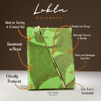 Lokta Bold Floral Notebook – Medium, Bamboo Lock – Moss Green – view 5