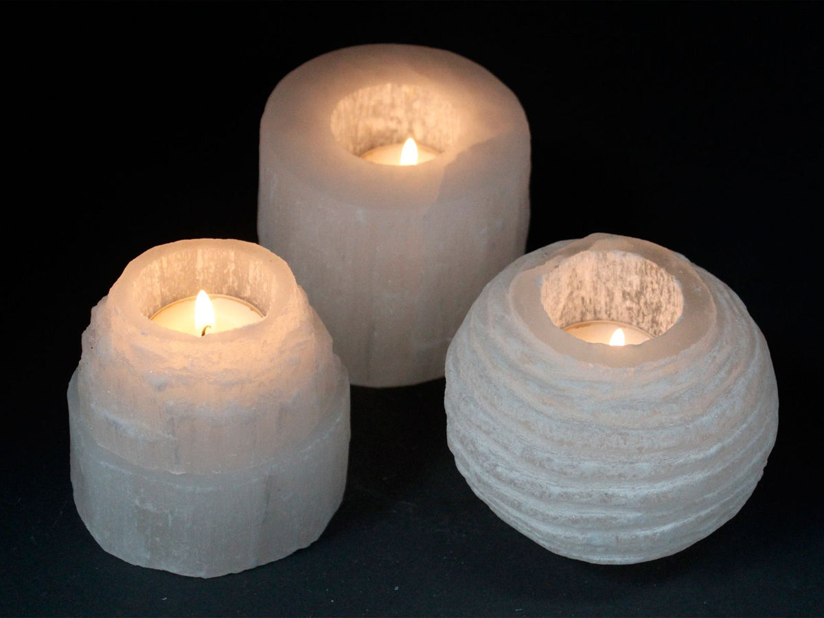 Selenite Snowball Candle Holder - 8 cm – view 5