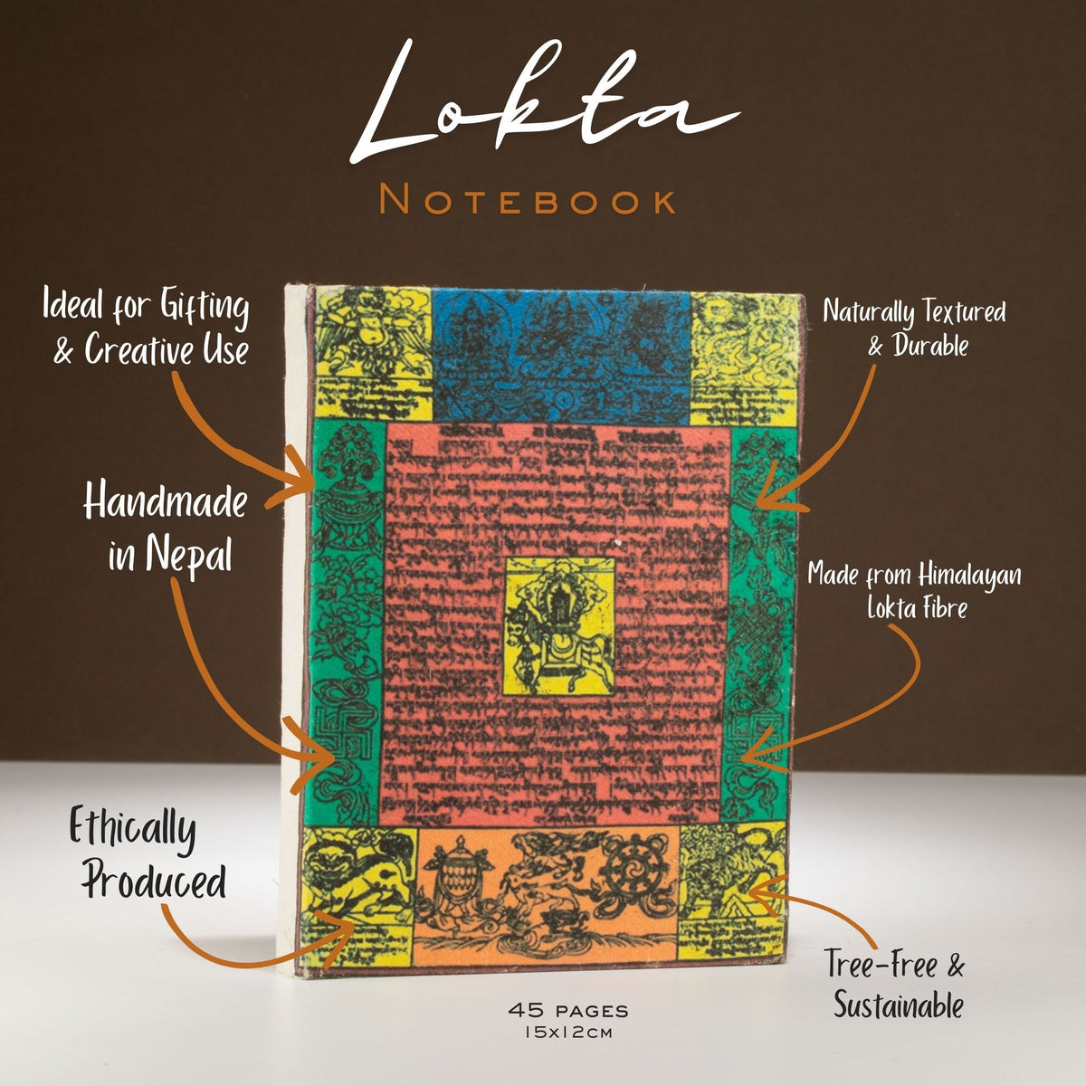 Lokta Traditional Prayer Flag Notebook – Medium – Natural – view 3