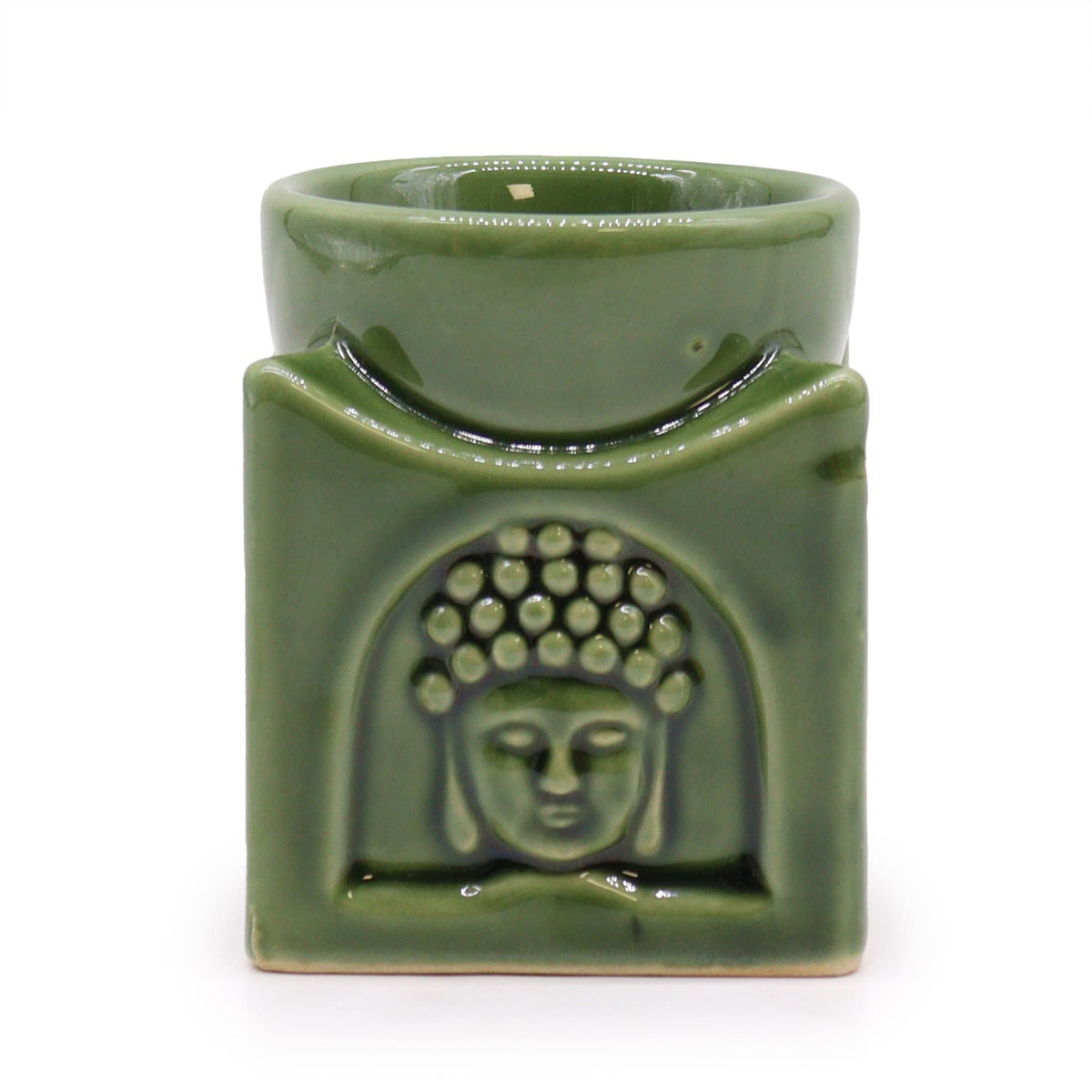 Square Buddha Ceramic Oil Burner - Dark Jade – view 2
