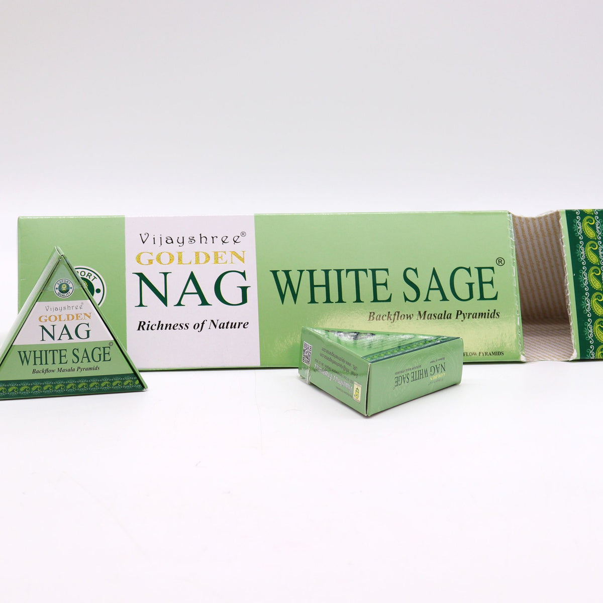 Jumbo Golden Nag White Sage Backflow Incense Cones, 10pk