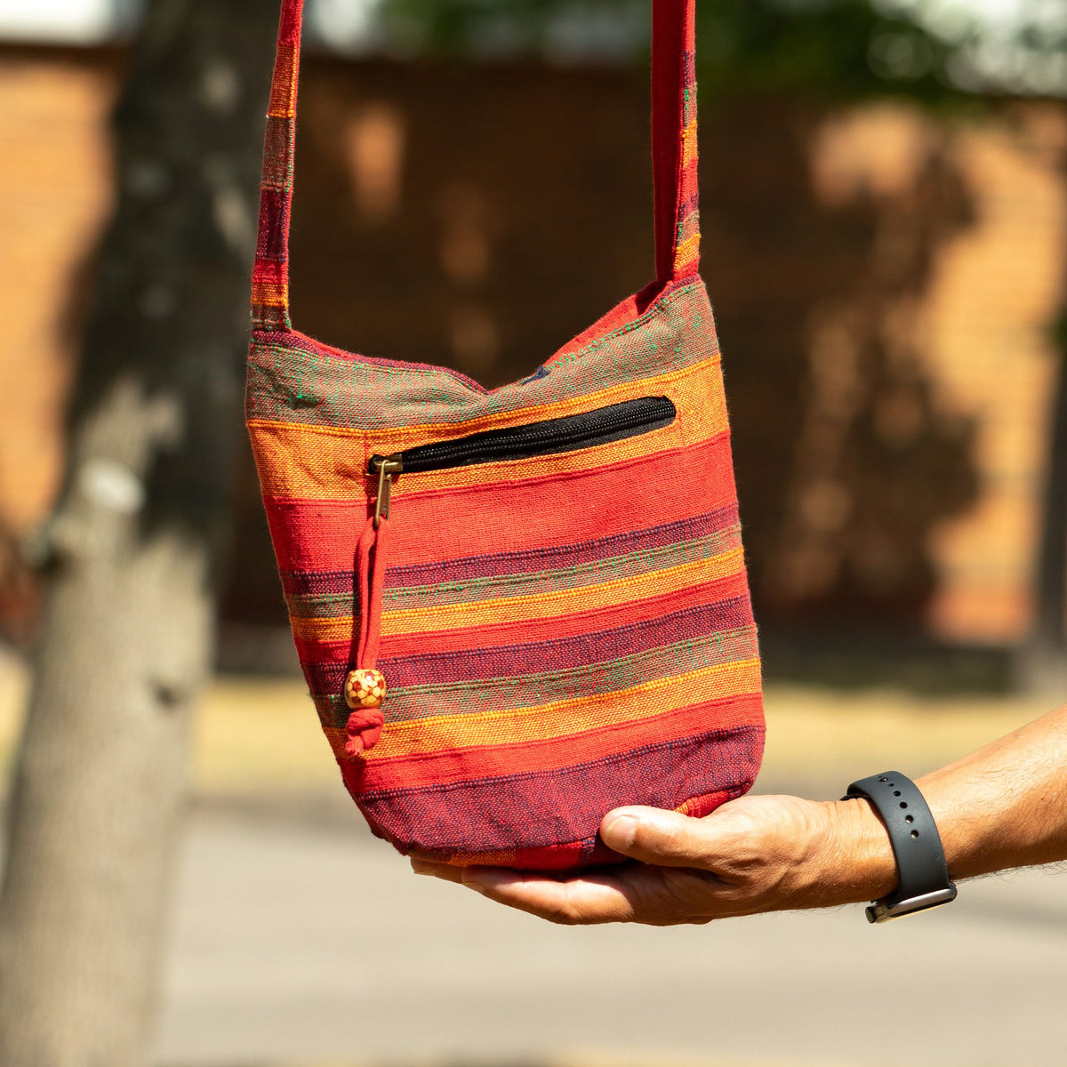 Nepal Sling Bag - Sunrise Orange Cotton