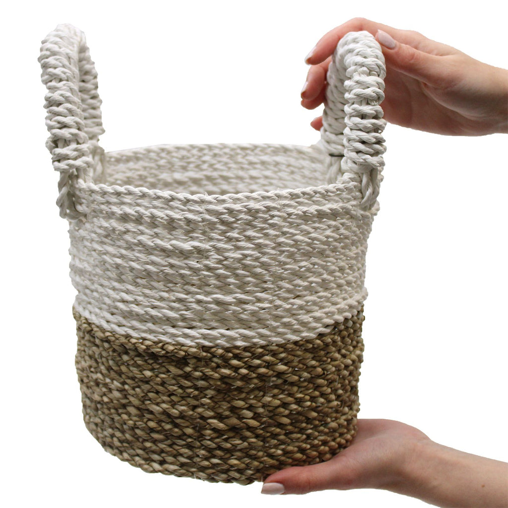 Seagrass Basket Set, 3 Pieces - Dark Grey, White, Natural – view 6