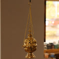 Hanging Brass Incense Burner with Cross Finial