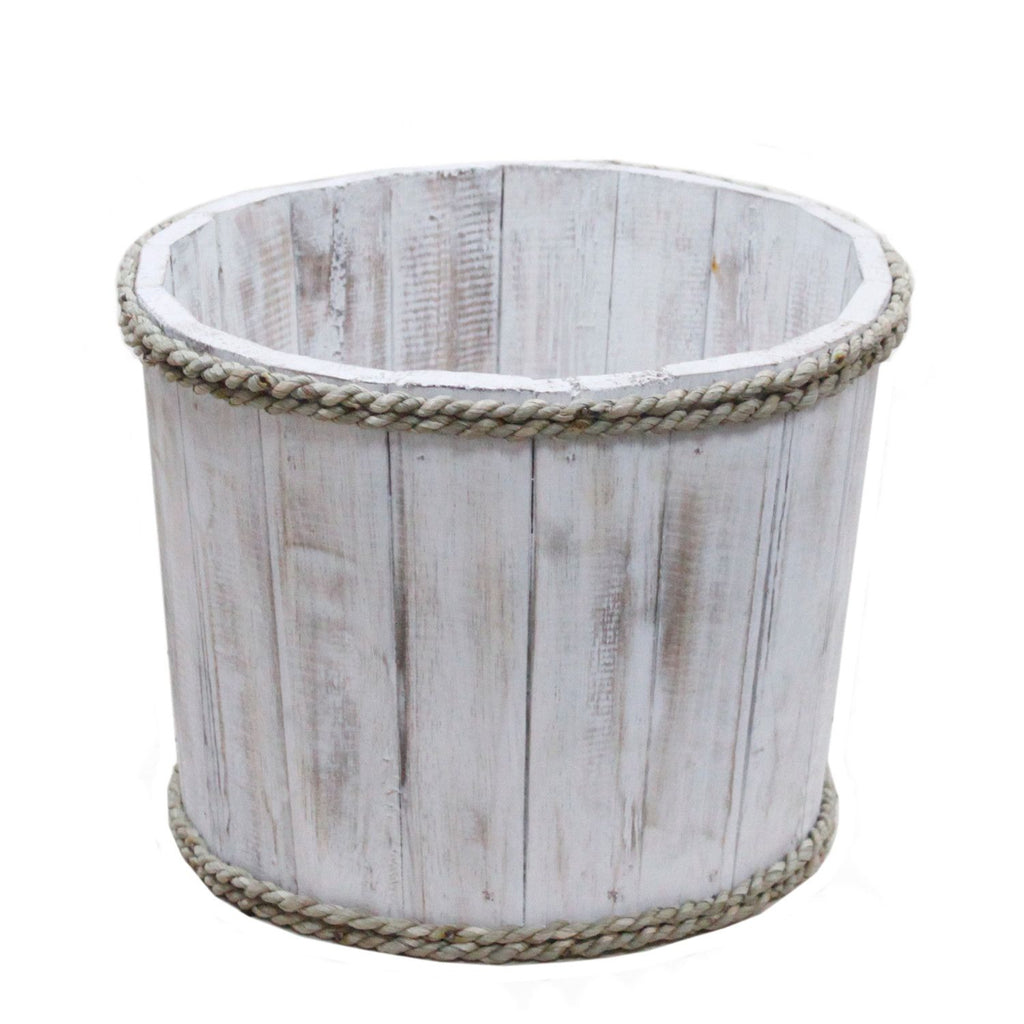 Small Nautical Storage Tub - Whitewash, 21 x 29 cm