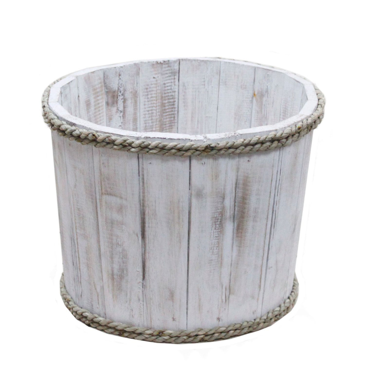 Small Nautical Storage Tub - Whitewash, 21 x 29 cm