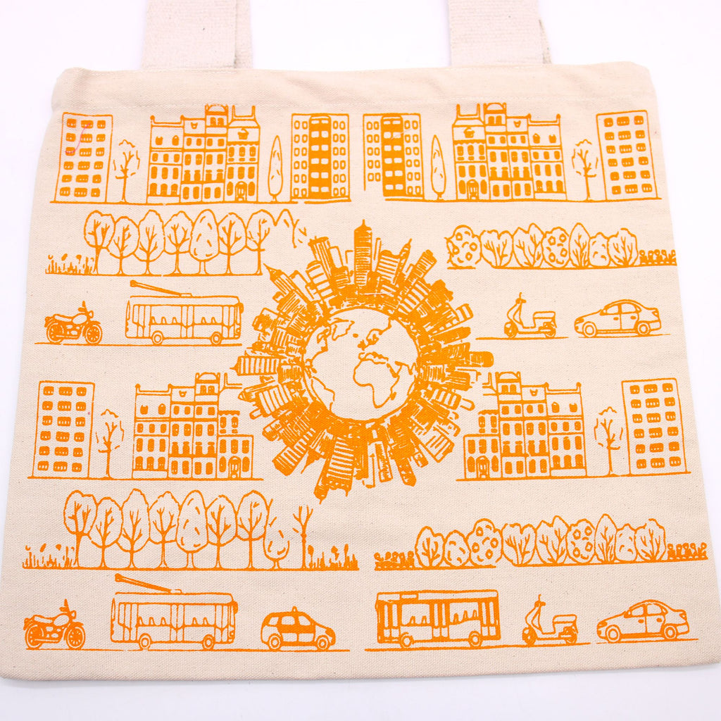 Big Cotton Shopping Bag 38x42cm City Life Print – view 2