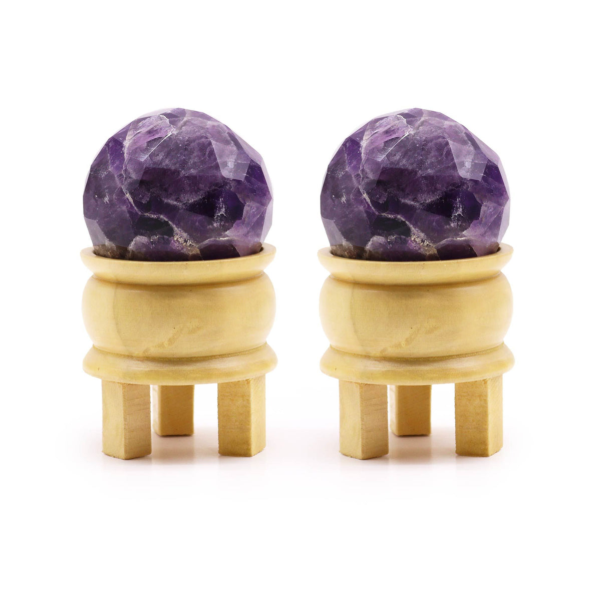 Faceted Amethyst Healing Ball with Wooden Stand
