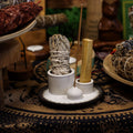 Ceramic Palo Santo & Smudge Holder, Mandala, White & Grey
