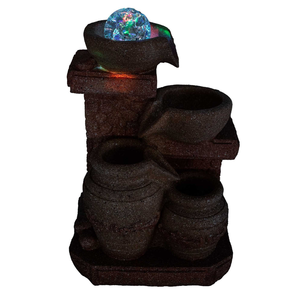 Mediterranean Cascading Pots Tabletop Water Feature – view 3