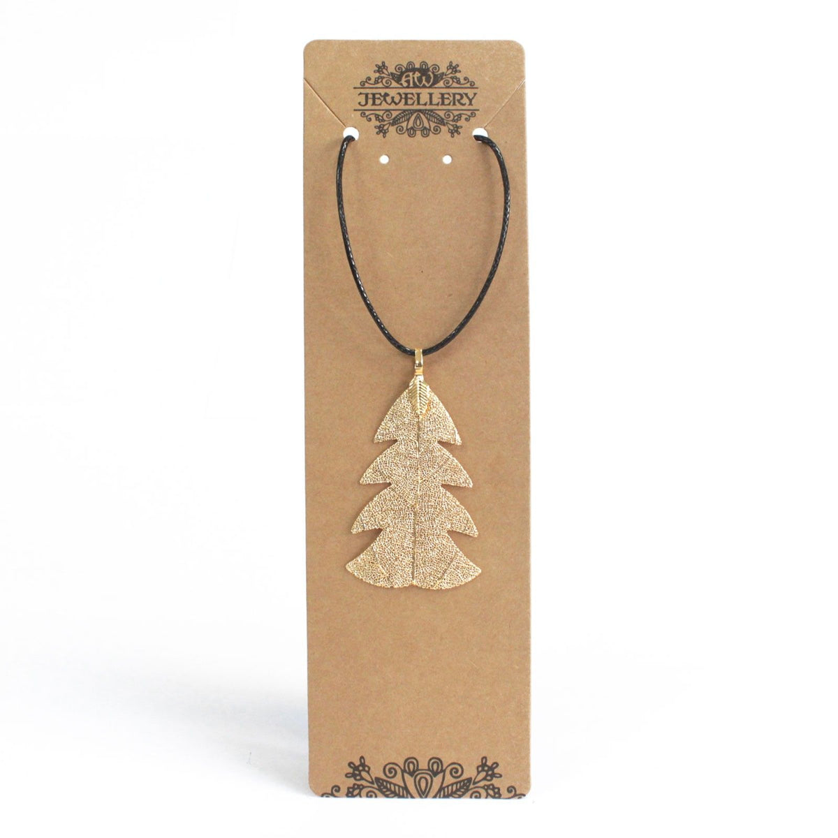 Festive Fir Real Leaf Necklace - Gold – view 2
