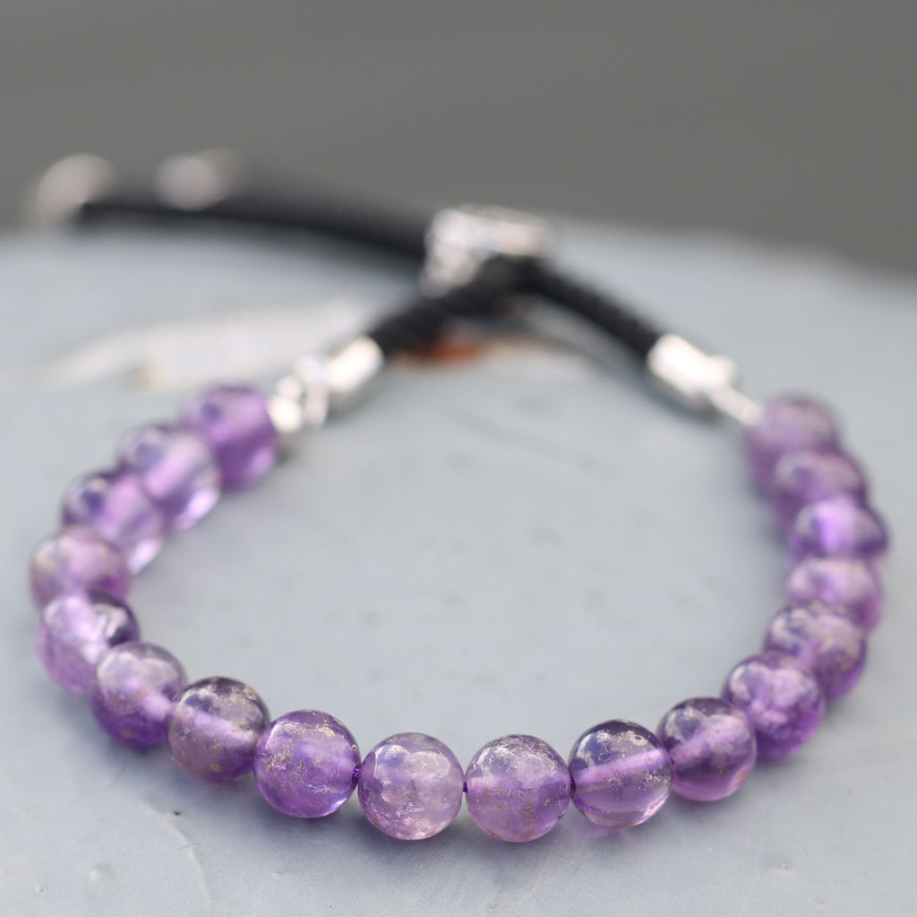 Amethyst Gemstone Bead Bracelet with Silver Plated Toggle – view 2