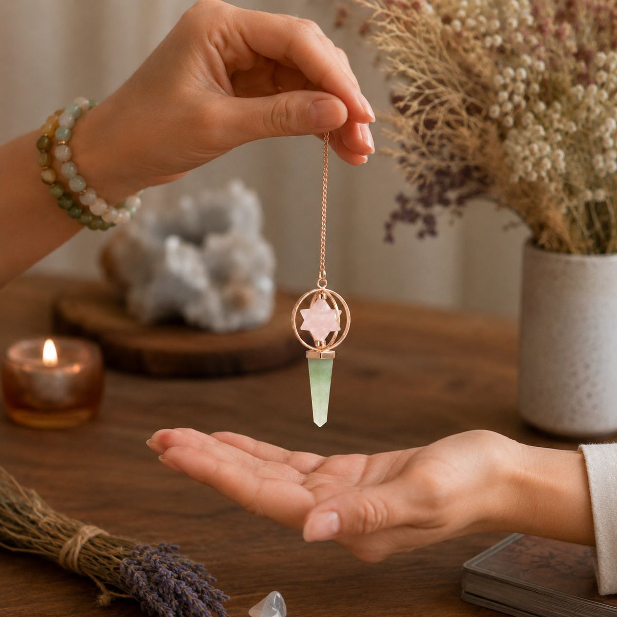 Heart Compass Pendulum - Rose Quartz & Aventurine – view 3