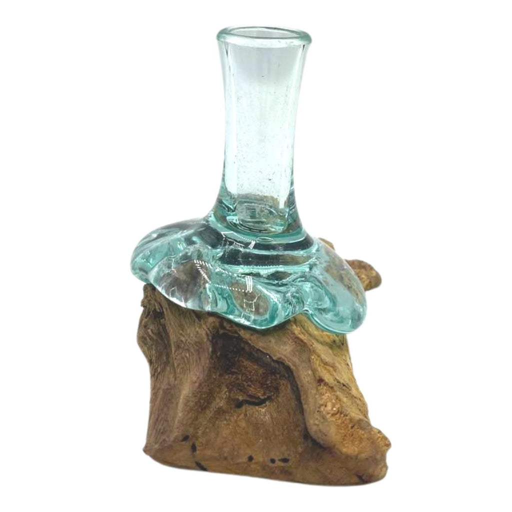 Molten Glass Small Flower Vase on Wood – view 2