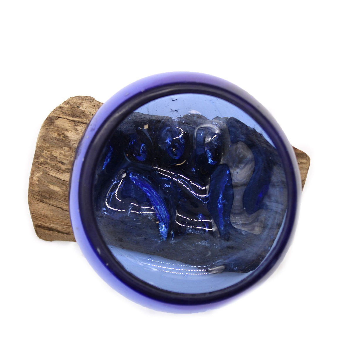 Molten Glass Mini Blue Bowl on Wood – view 6