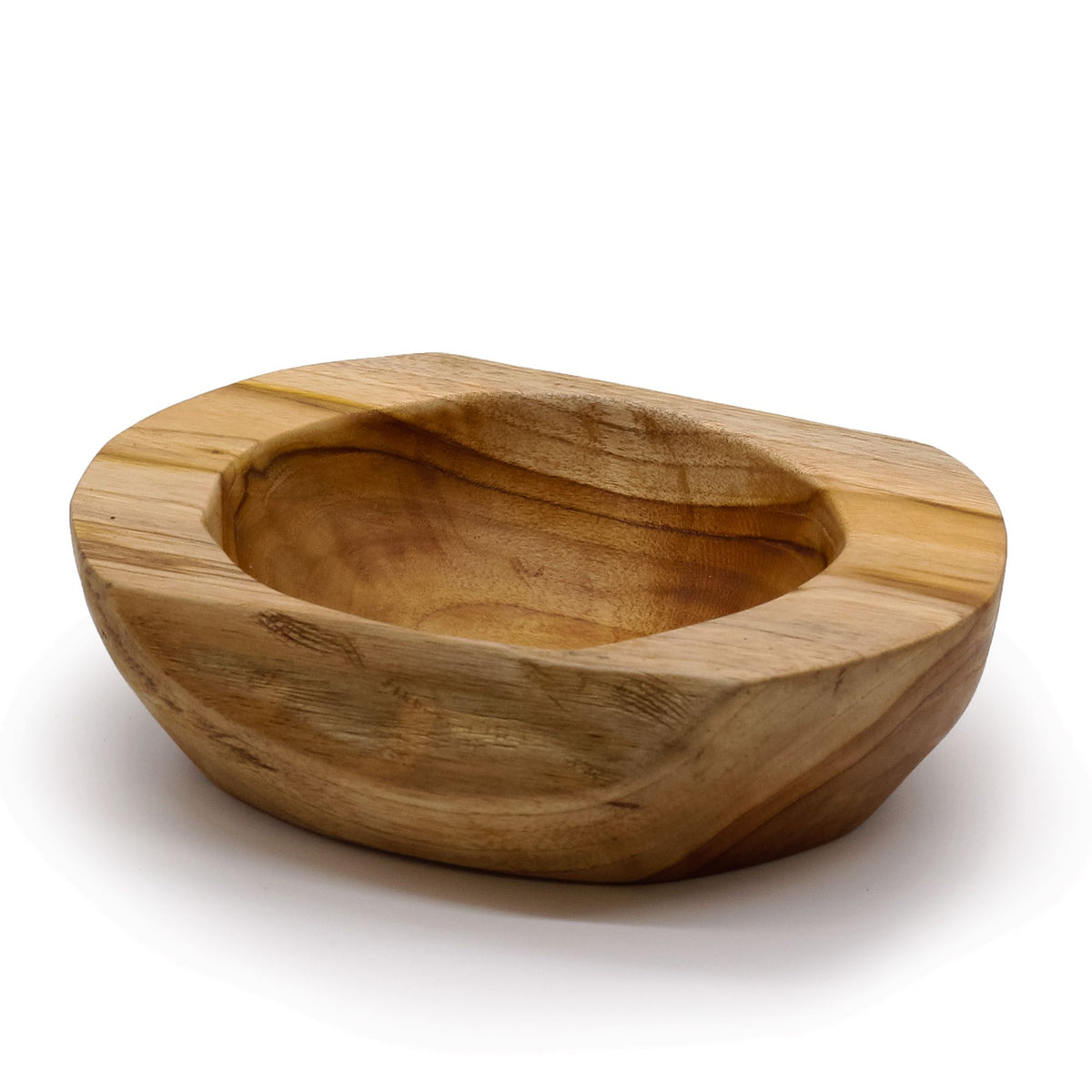 Large Natural Shape Teak Wood Bowl, approx. 24cm – view 3