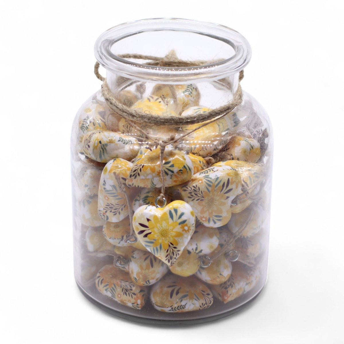 Large Wood Heart Decoration, Yellow Floral