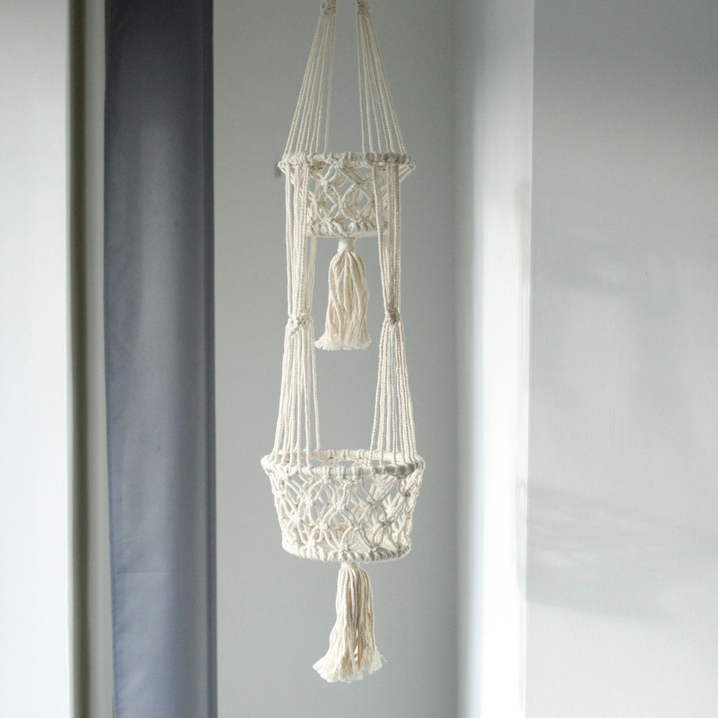 Double-Pot Macrame Plant Hanger, 100cm Long