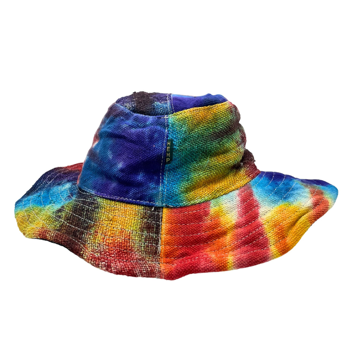 Patched and Wired Hemp and Cotton Festival Hat - Tie-Dye