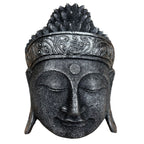 Hand Carved Buddha Head Wall Decor, 25 cm, Silver Shine – view 2