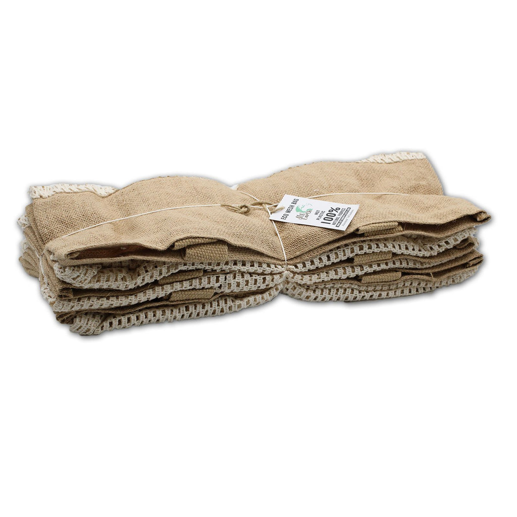 Cotton and Jute Mesh Shopping Bag, Natural – view 3