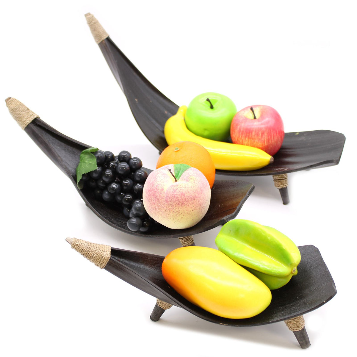 Coconut Leaf Fruit Bowl Set of 3 - Chocolate, 30 x 22 cm – view 4