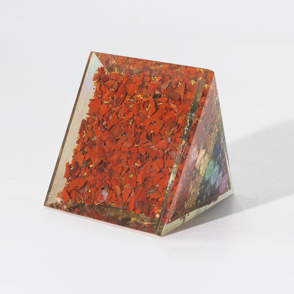 Orgonite Pyramid 7.5cm - Copper Bars and 7 Chakra Chips – view 4