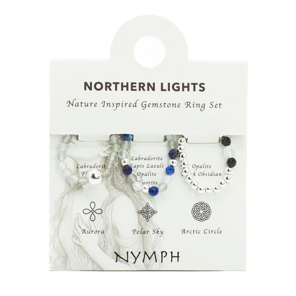 Nymph Gemstone Ring Set - Northern Lights Labradorite & Lapis