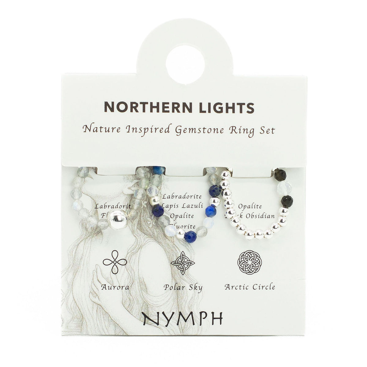 Nymph Gemstone Ring Set - Northern Lights Labradorite & Lapis