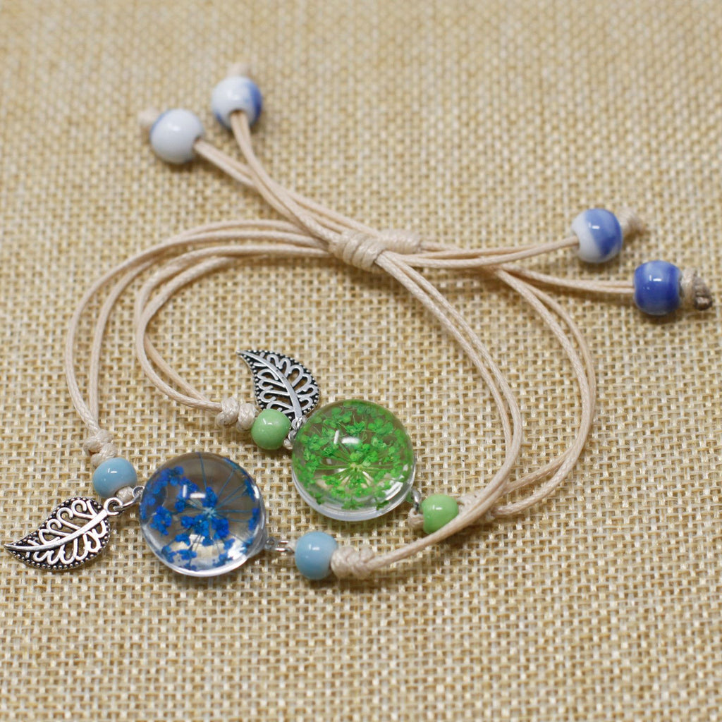 Pressed Flower and Leaf Glass Bracelet – view 2
