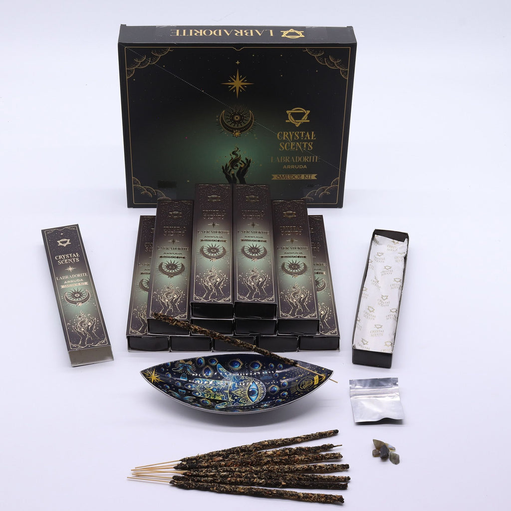 Labradorite Crystal Scents Smudge Incense Sticks - Arruda – view 2