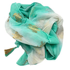 Nomad Sari White & Turquoise Pareo with Gold Turtle Design – view 2