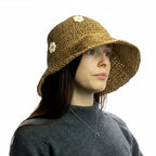 Nomad Sari Floppy Straw Sun Hat - Coffee and Daisies – view 2