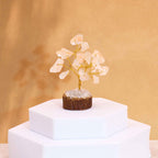 Rock Quartz Mini Gemstone Tree on Wood Base, 15 Stones
