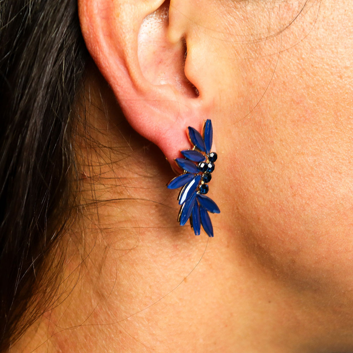 Nymph Royal Blue Fairies Vintage Glass Earrings – view 6