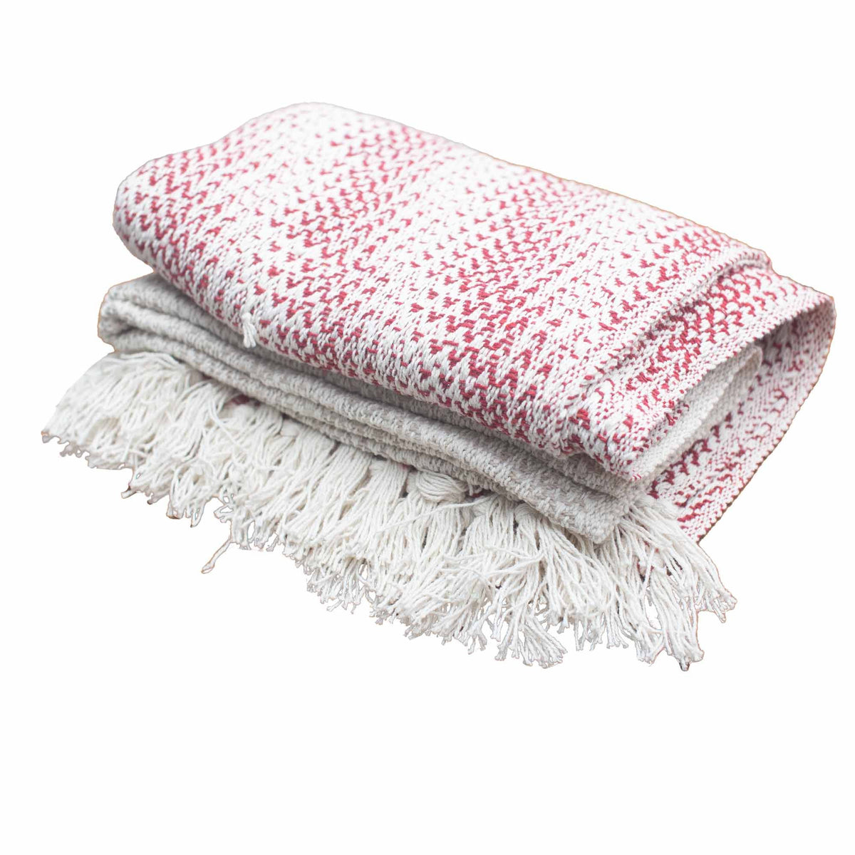 Ruby Two Tone Cotton Throw with Tassels 125 x 150 cm – view 3