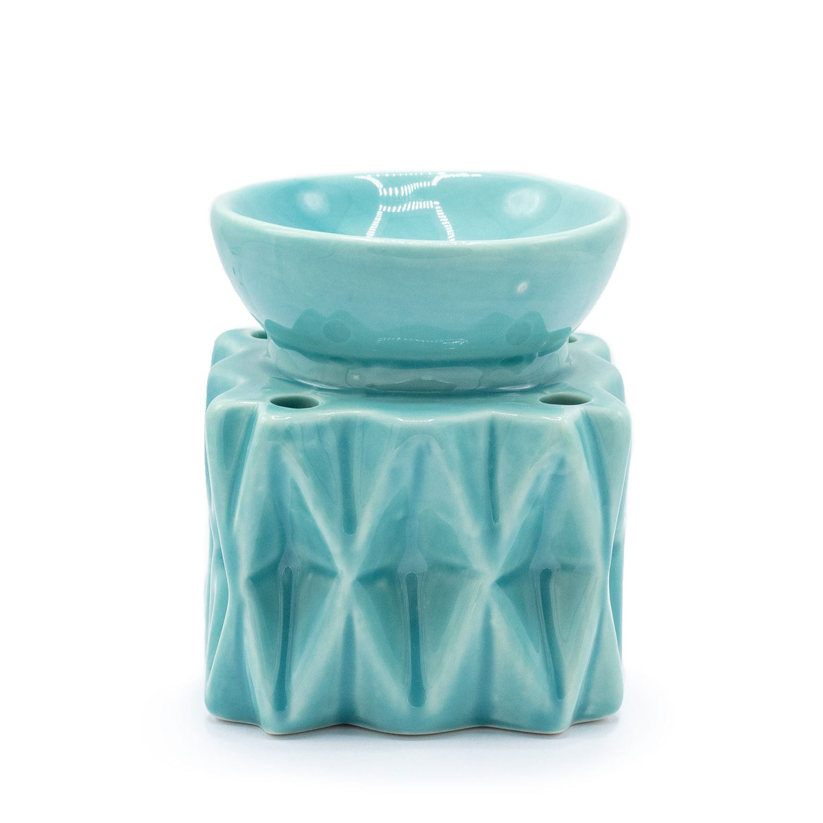 Ceramic Oil Burner - Geometric Cutout - Blue – view 2