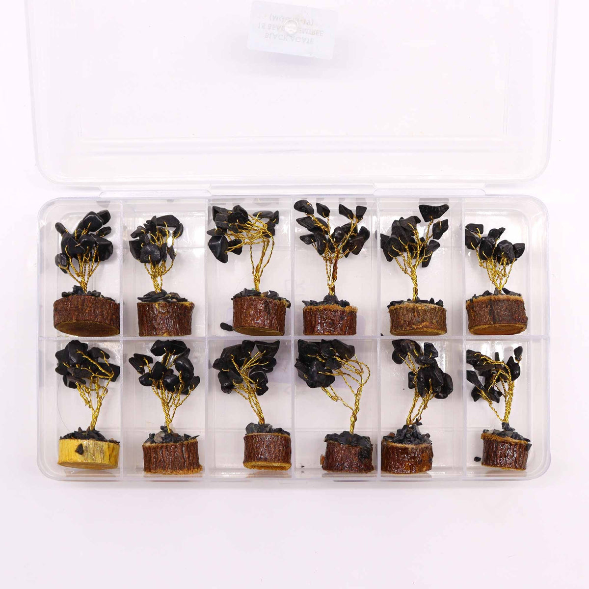 Black Agate Mini Gemstone Tree on Wood Base, 15 Stones – view 6