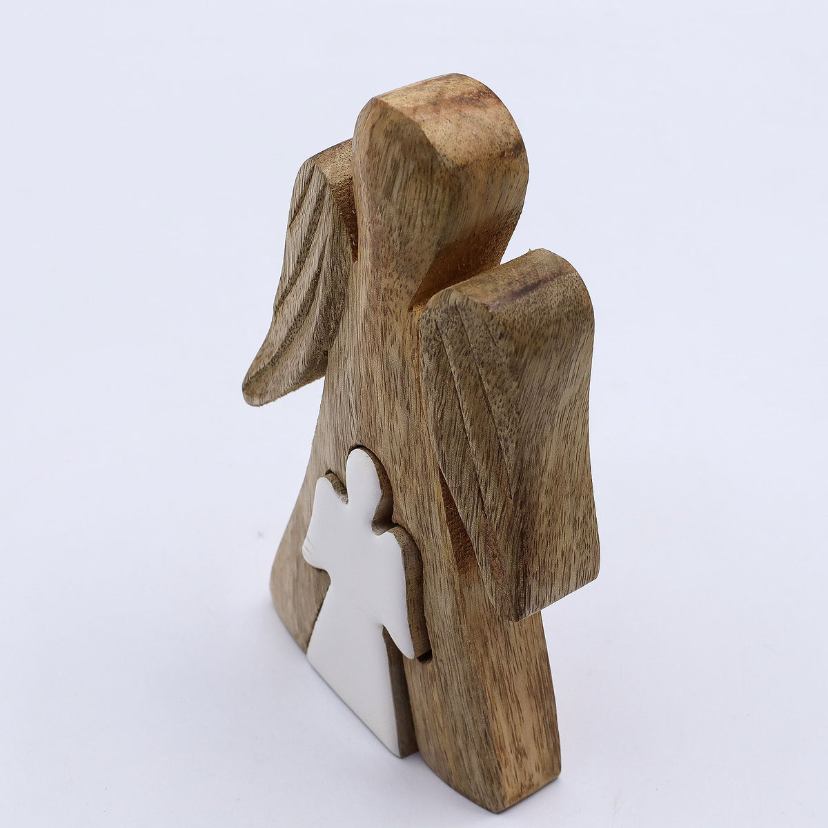 Mango Wood Angel in Angel, White Enamel, 15x3cm – view 3
