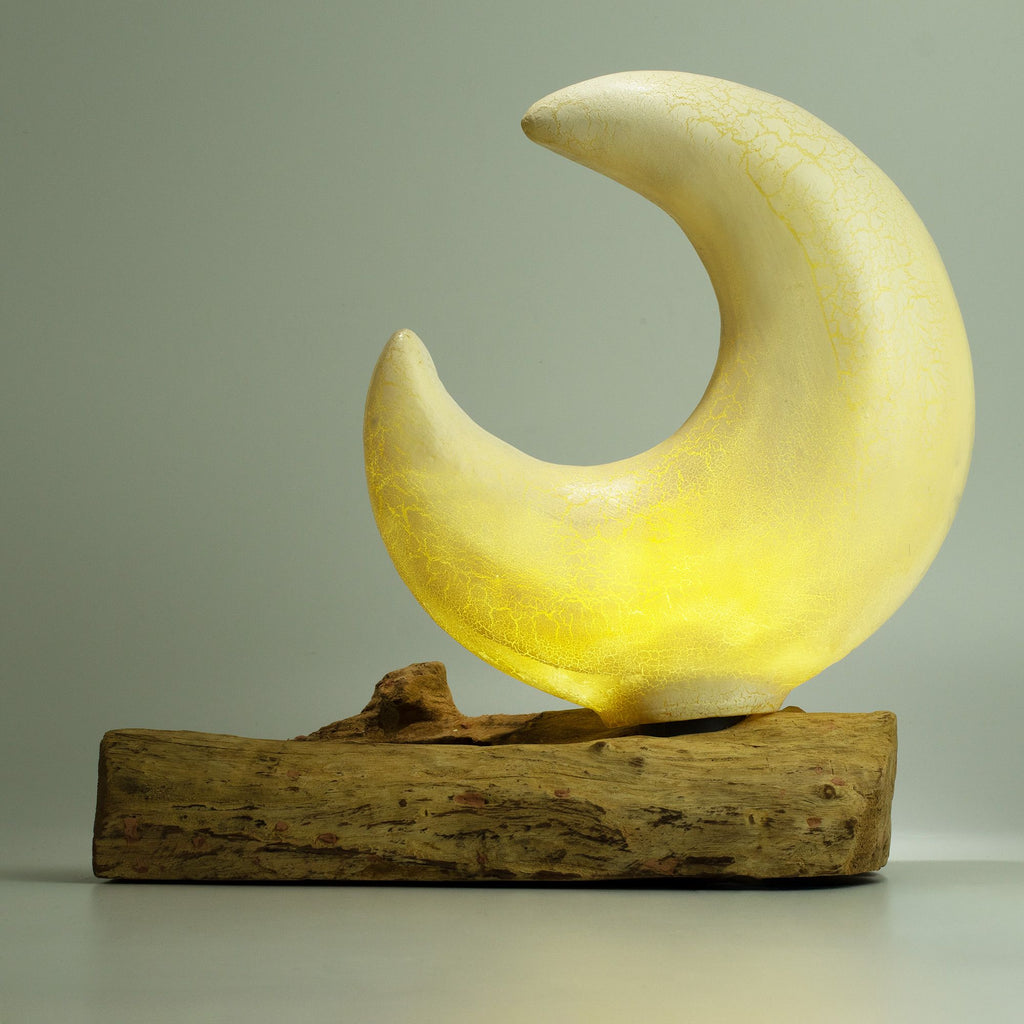 DriftGlow Lamp - Crackle Half Moon Shade, Grey – view 8