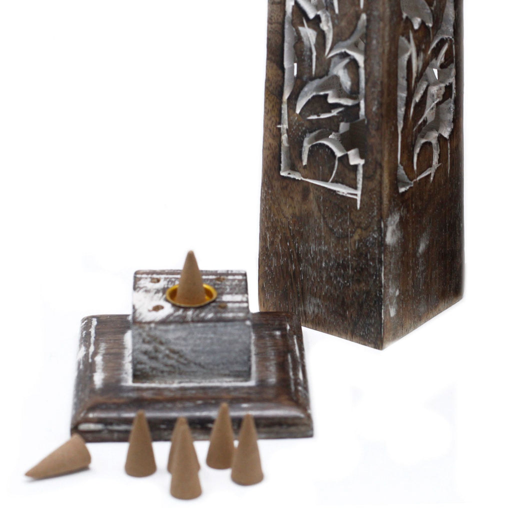 Washed Tapered Mango Wood Incense Tower 30cm – view 4