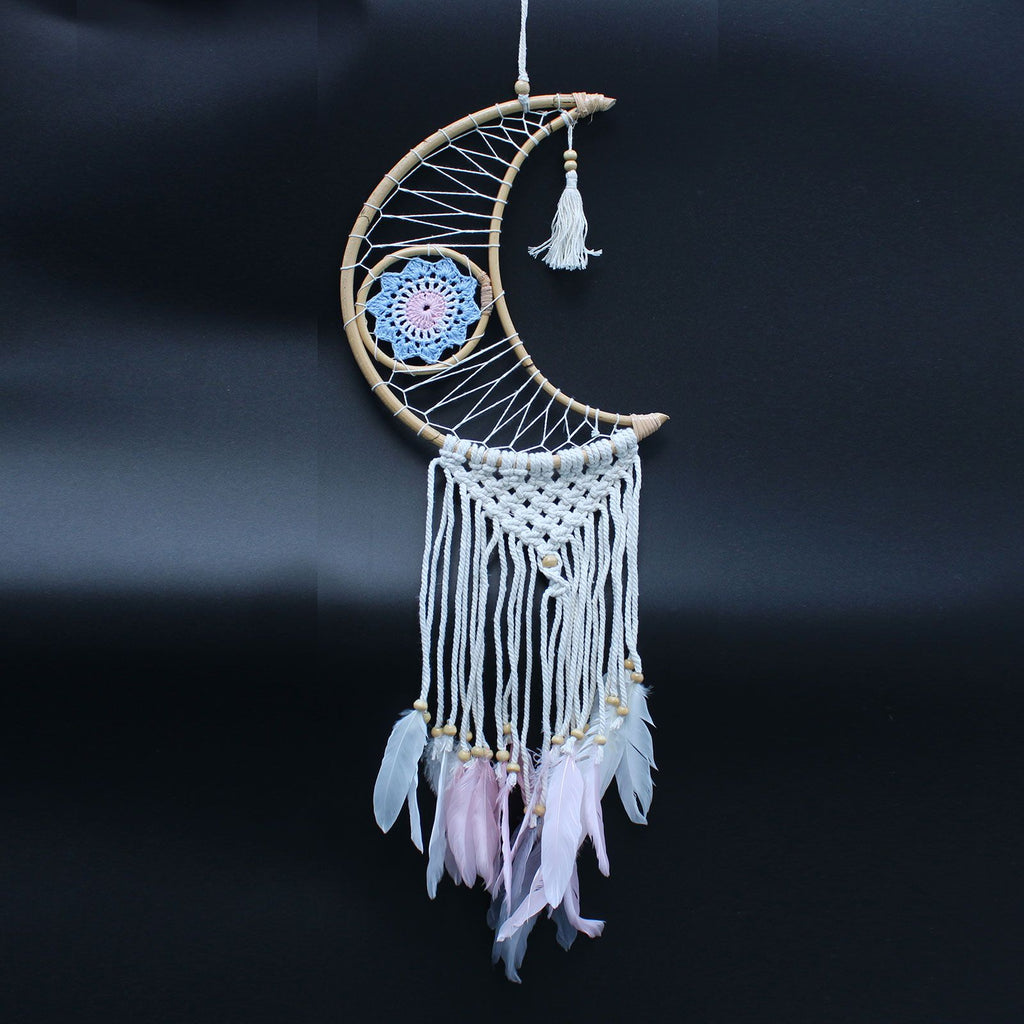 Macrame Moon Dream Catcher - Assorted Colours – view 9